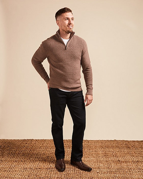 City Club Anker Beige Knit with Black Austin Road Jeans