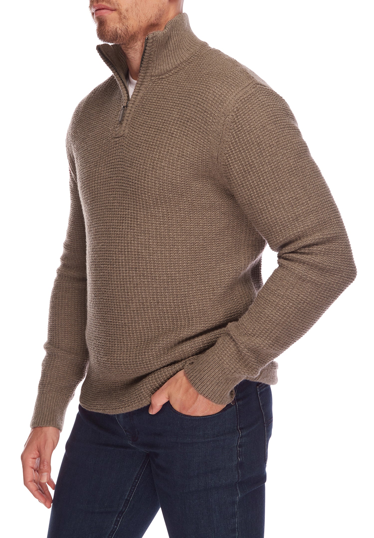 Anker Zip Knit in Beige from City Club - Model Shot